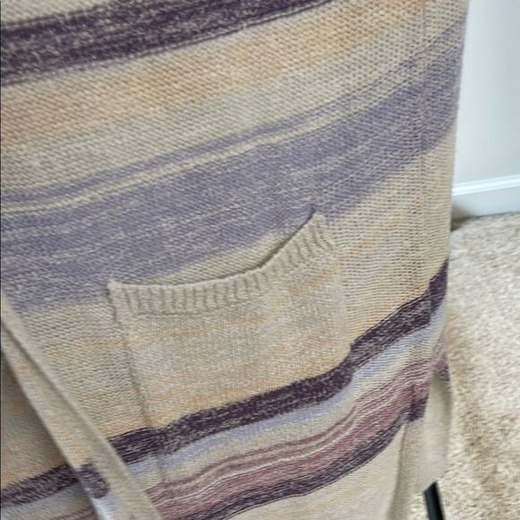North RiverStriped Women's cardigan long Sweater - Purple and Cream - Picture 5 of 6